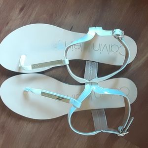 Calvin Klein White/Gold Sandals